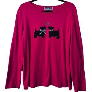 Karen Scott top Scottie Dog L red